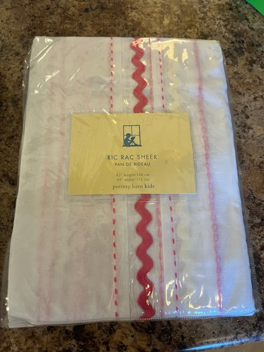 Pottery Barn Kids Ric Rac Sheers Panel with Pink and Yellow Ric‎ Rac
